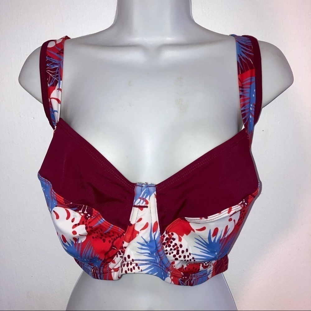 Swimsuits For All Floral Bikini Bra Top Plus Size 24 Red White Blue *
